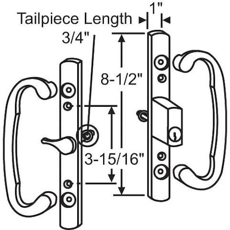 Strybuc Patio Door Handle Set Keyed 13-291BPK